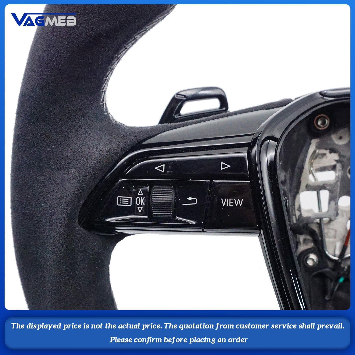 Carbon fiber Alcantara Gray line stitching multifunctional sports steering wheel with heating for Audi A6 C8, Car Accessories