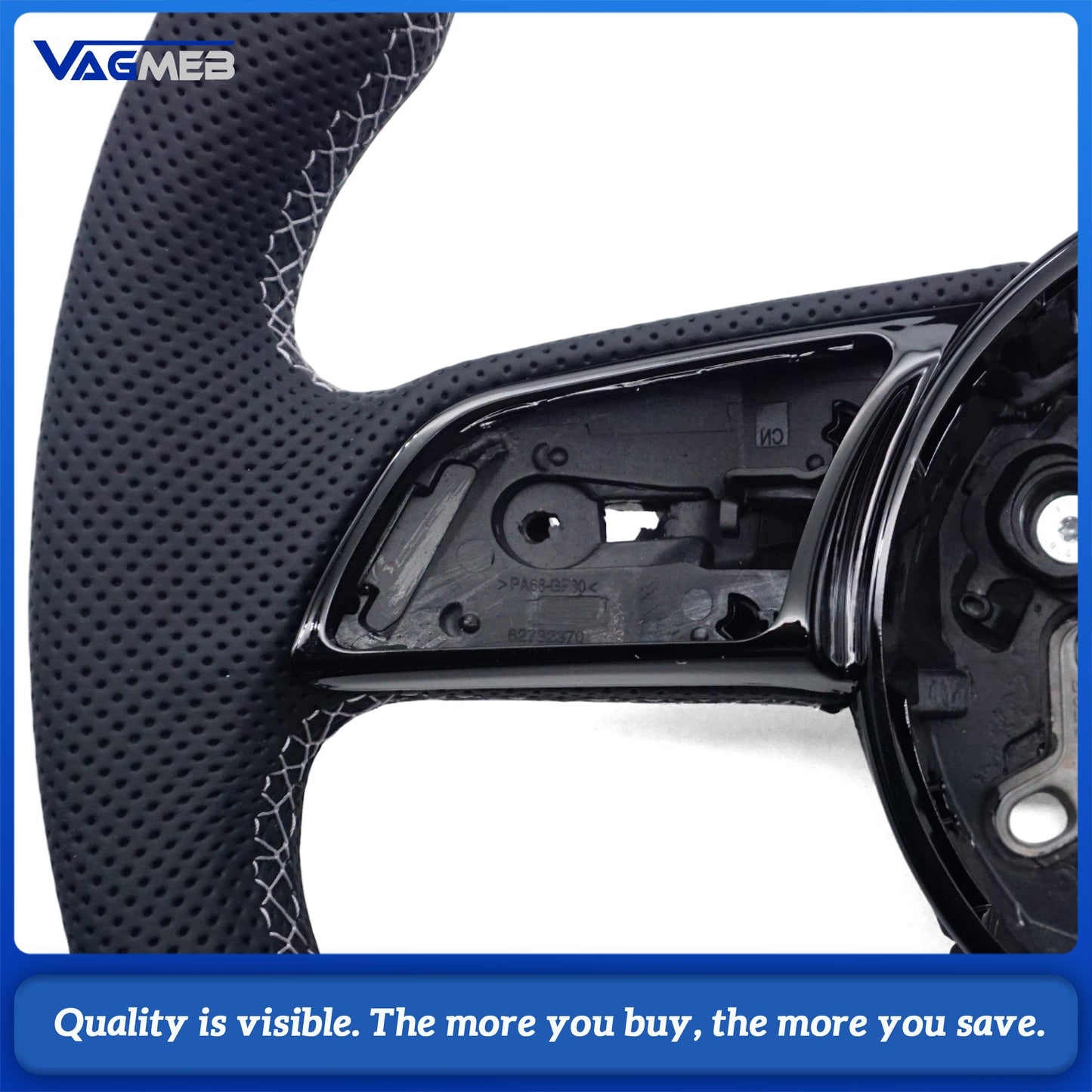For Audi A4 B9 Custom leather semi-perforated steering wheel with multi-color center logo