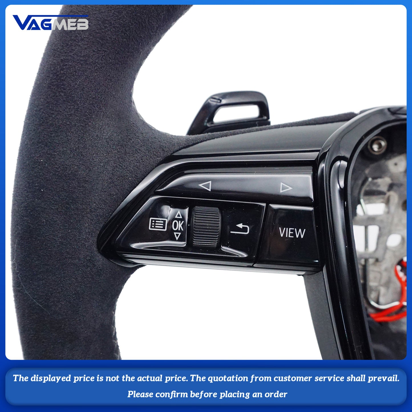 Matte carbon fiber black stitching sports flat bottomed steering wheel with heating belt paddles For Audi A6 C8