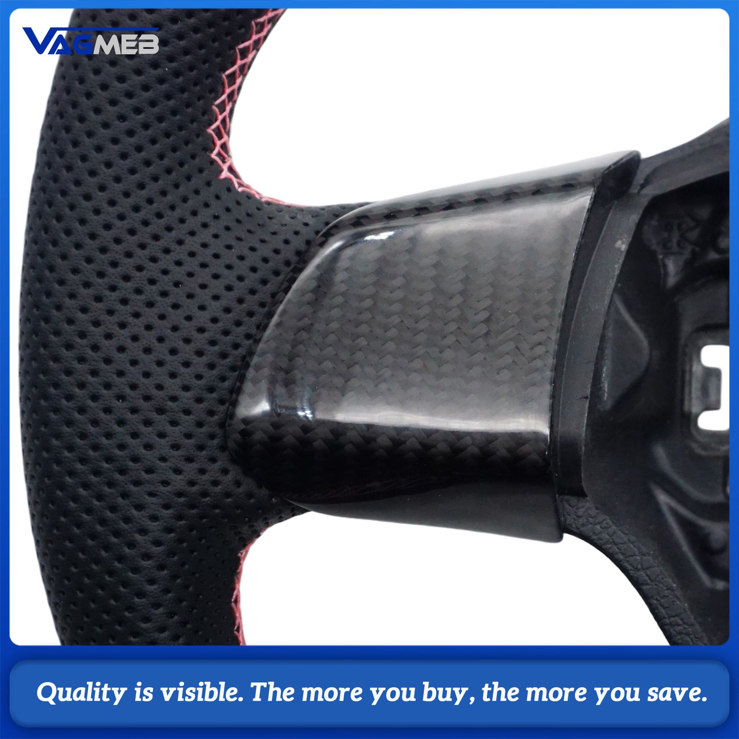 Real Carbon Fiber Steering Wheel Perforated Leather For VW Golf 6 MK6 2009-2013 Polo GTI Passat R-Line Real Carbon