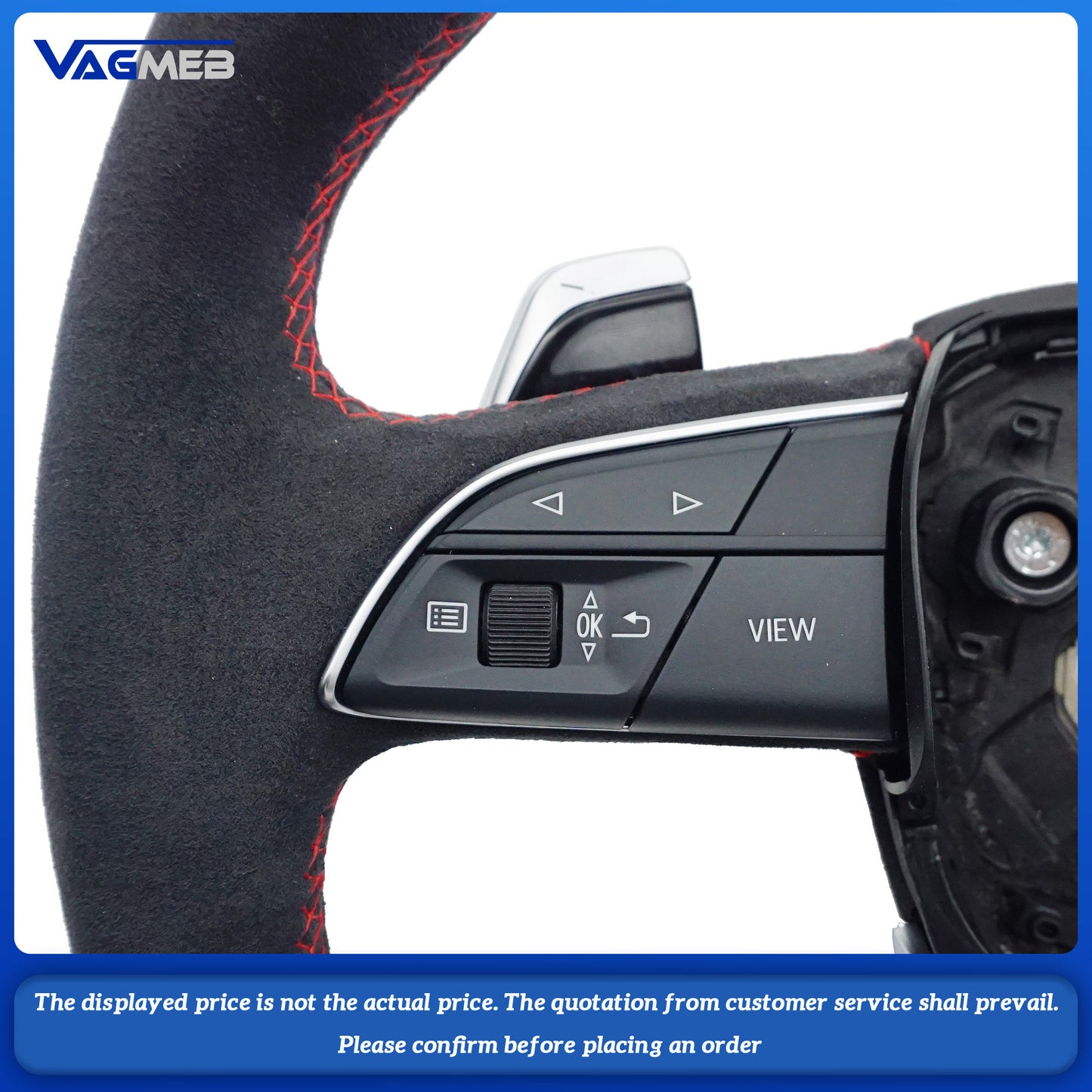 Matte carbon fiber red stitching sports flat bottomed steering wheel with heating belt paddles For Audi Q5 FY