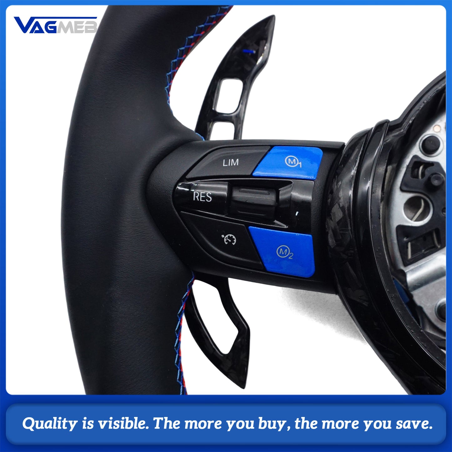 Suitable for BMW X3 X4 X5 M2 M3 M4 M5 M8 F06 F07 F10 F12 F15 F16 F20 F22 F30 F31 Forged carbon fiber leather steering wheel