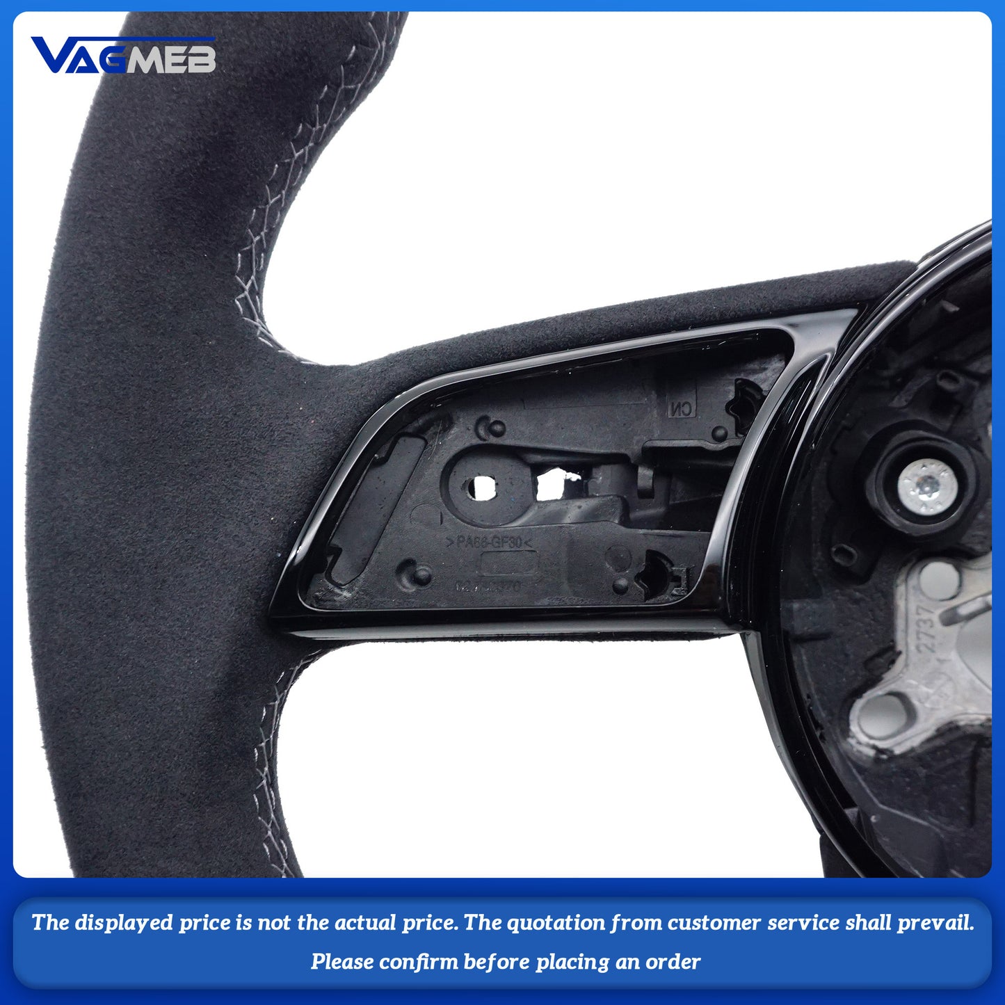 For Audi A4B9 Fully Perforated Semi-Perforated Genuine Leather Suede Flats Steering Wheel