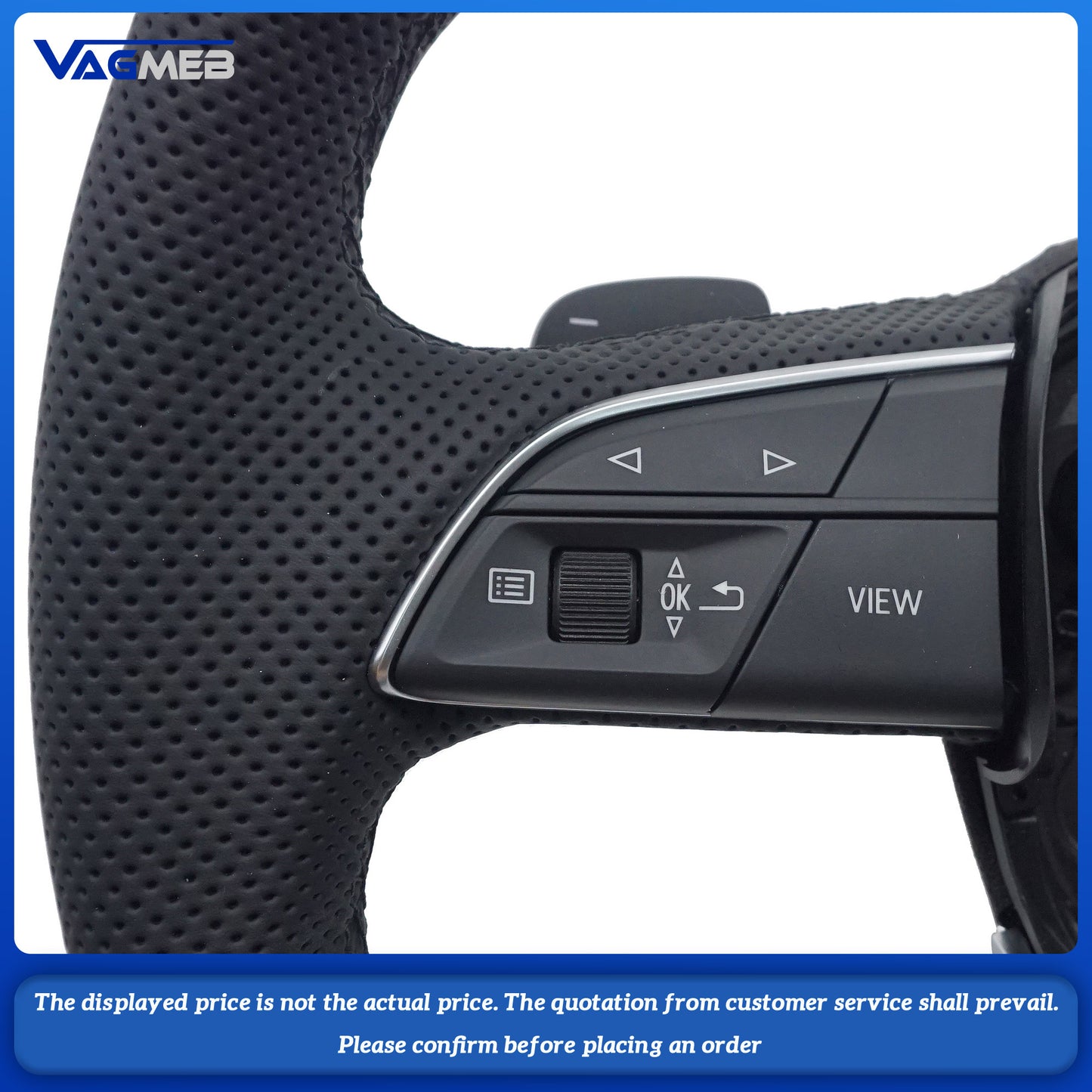 Leather black stitching flat bottomed sports steering wheel with heating For Audi Q5 FY Q7 4M Q8, Car Accessories