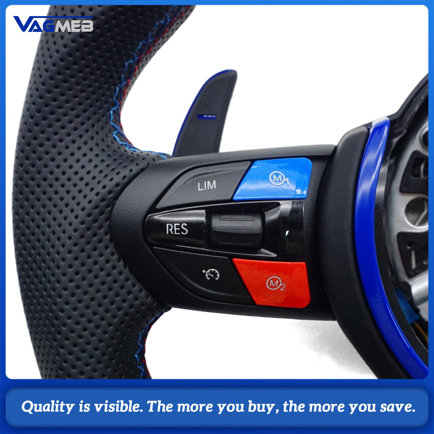 Blue Red M Sport Steering Wheel for BMW F01 F06 F10 F11 F12 F20 F21 F22 F25 F26 F30 F31 F32 F33 F34 F36 M3 F80 M4 F82 M5 F90
