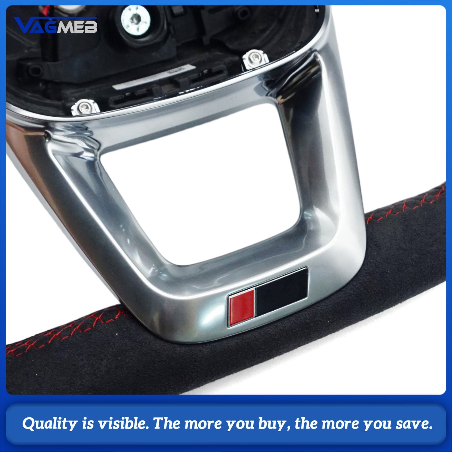 For Audi Q5 FY Q7 4M Q8 Alcantara white stitched flat bottomed sports steering wheel with heating, Car Accessories