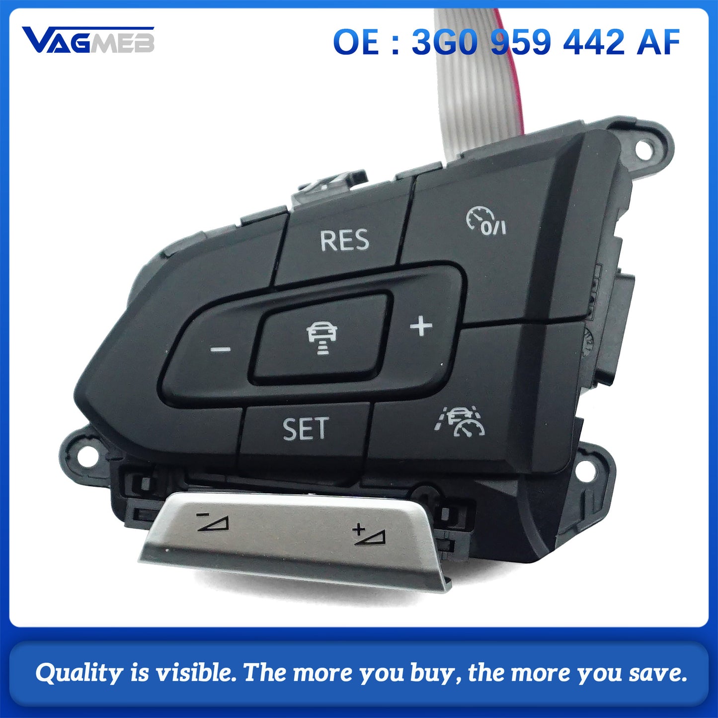 For VW Golf MK8 T-Roc Tiguan MK2 steering wheel ACC button with heating Function 3G0 959 442 AF