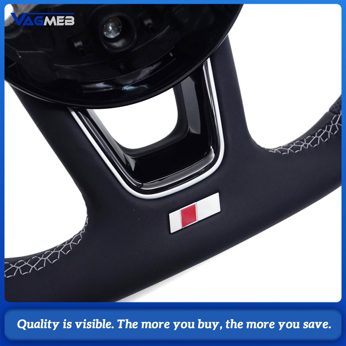 For Audi A4 B9 Custom leather semi-perforated steering wheel with multi-color center logo