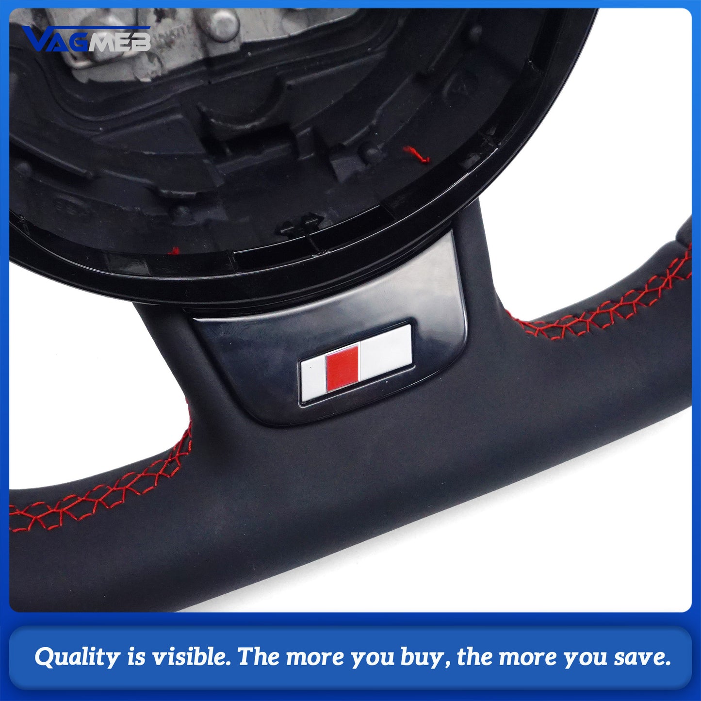 For Audi A6 C7 red striped steering wheel upgrade flat bottomed