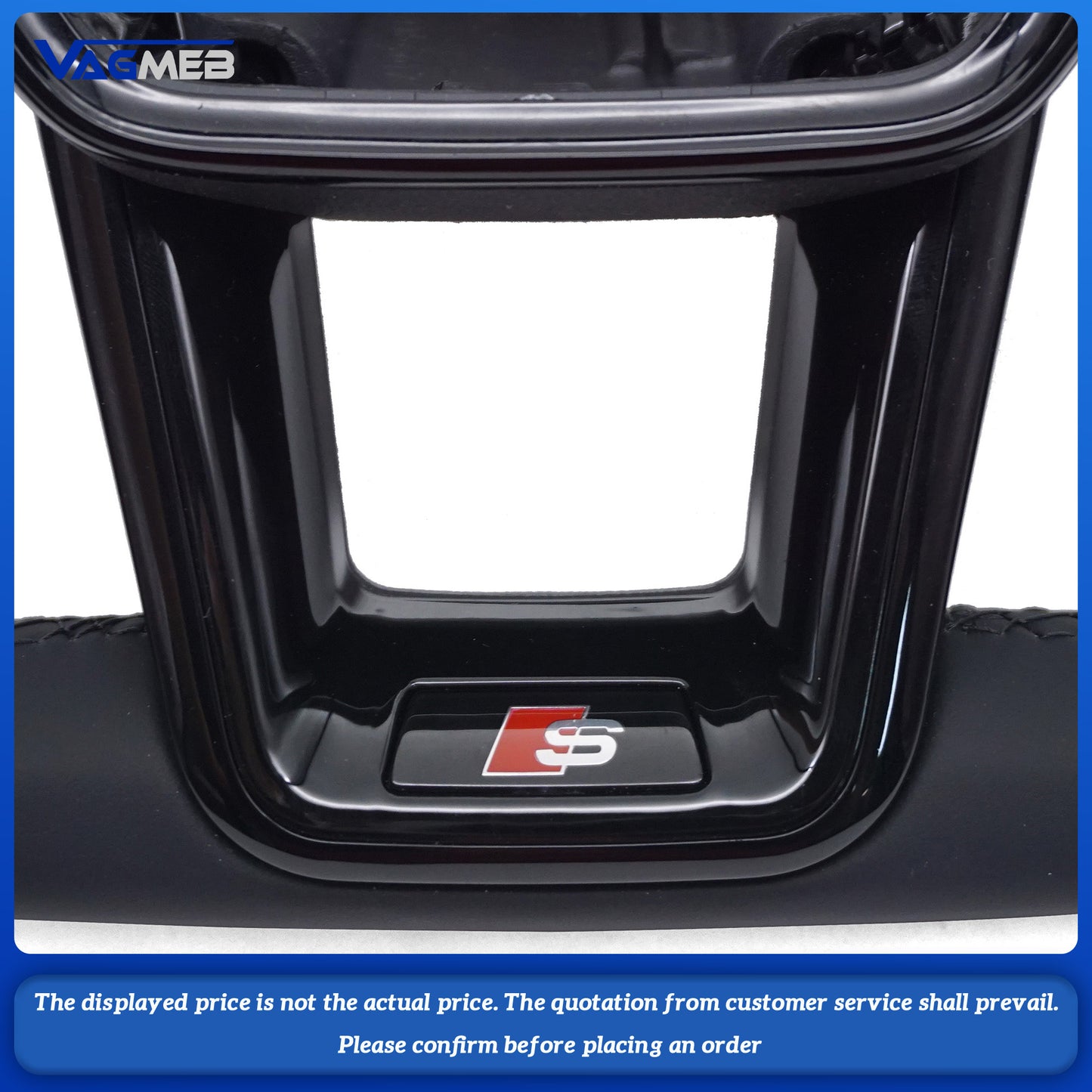 For Audi S logo A6C8 emi-perforated black line, lacquered black base, steering wheel without buttons, with paddles and no heating