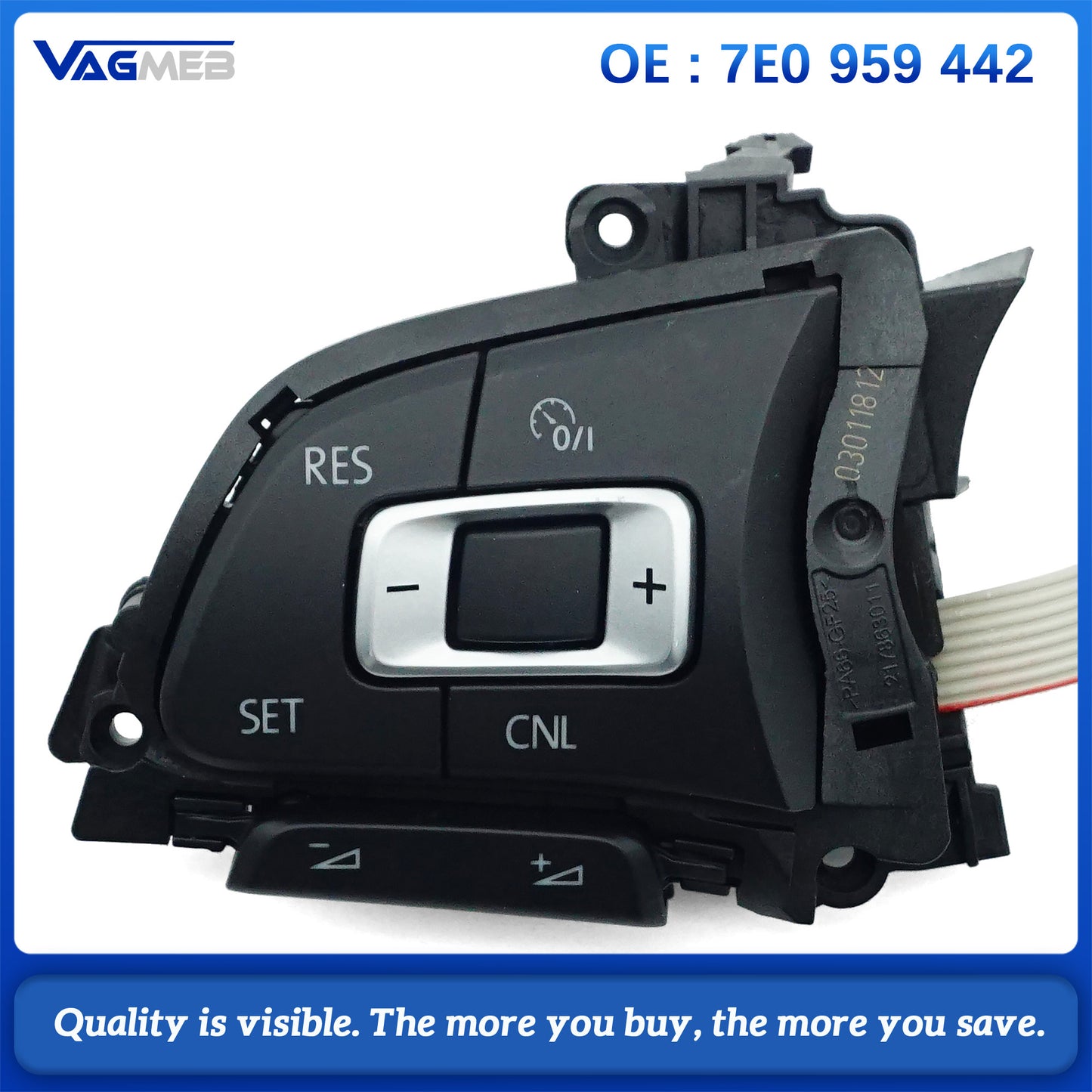 7E0 959 442 Steering Wheel Key Button For VW Multivan Multifunctional Key Button Control Switch Assembly
