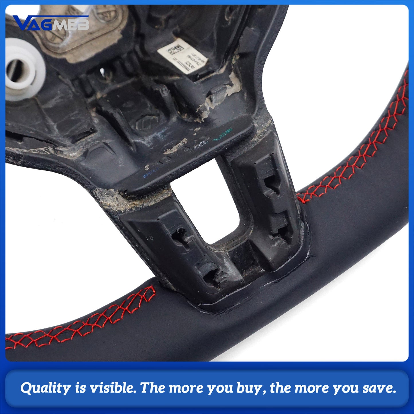 Leather perforated flat bottomed power steering wheel for VW Golf 6 MK6 GTI GTD R R-Line, Car Accessories