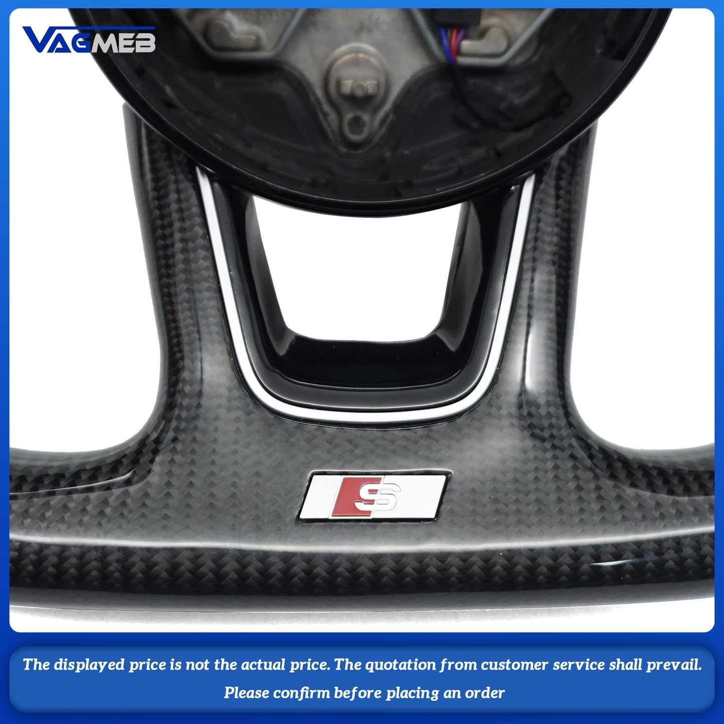 For Audi S LOGO A3 carbon fiber LED semi-suede red red steering wheel with key paddles