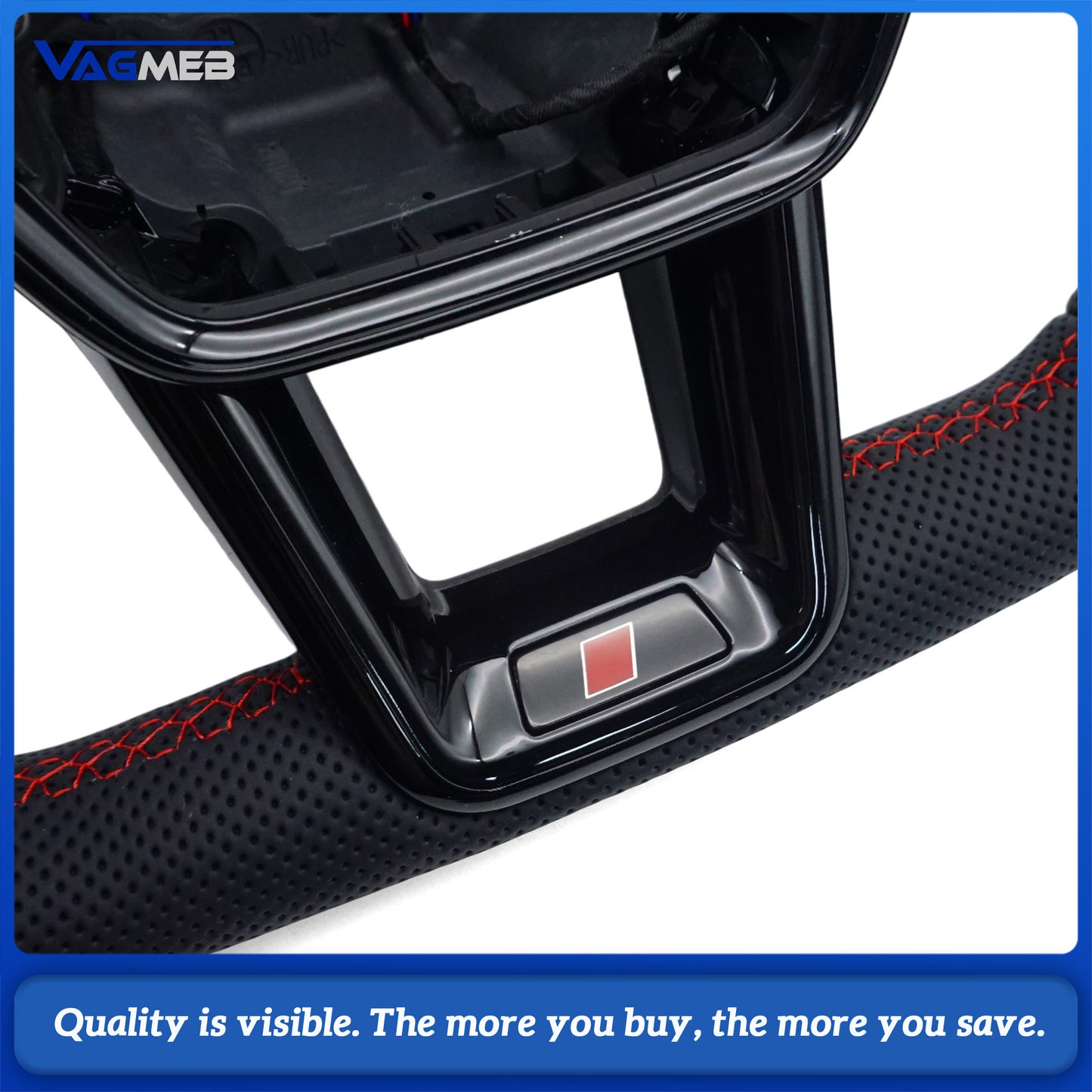 Blackened steering wheel suitable for Audi A6 C8 A7 red stitched leather sport steering wheel with heating