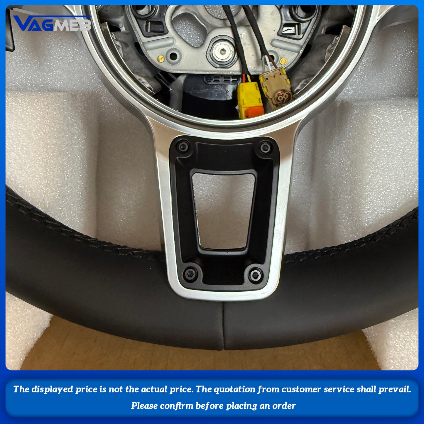 Customized for Porsche, black leather steering wheel, Cayenne Macan Boxster Cayman Taycan Panamera Carrera 718