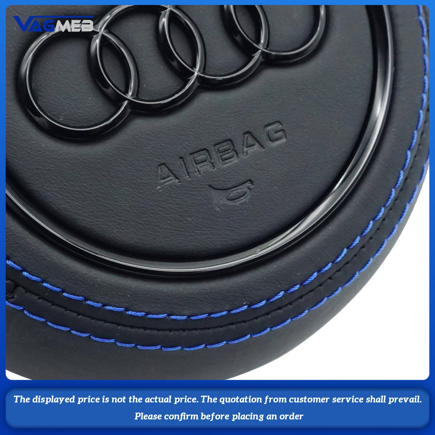 Steering wheel airbag cover multifunction steering wheel For Audi TT Leather blue thread