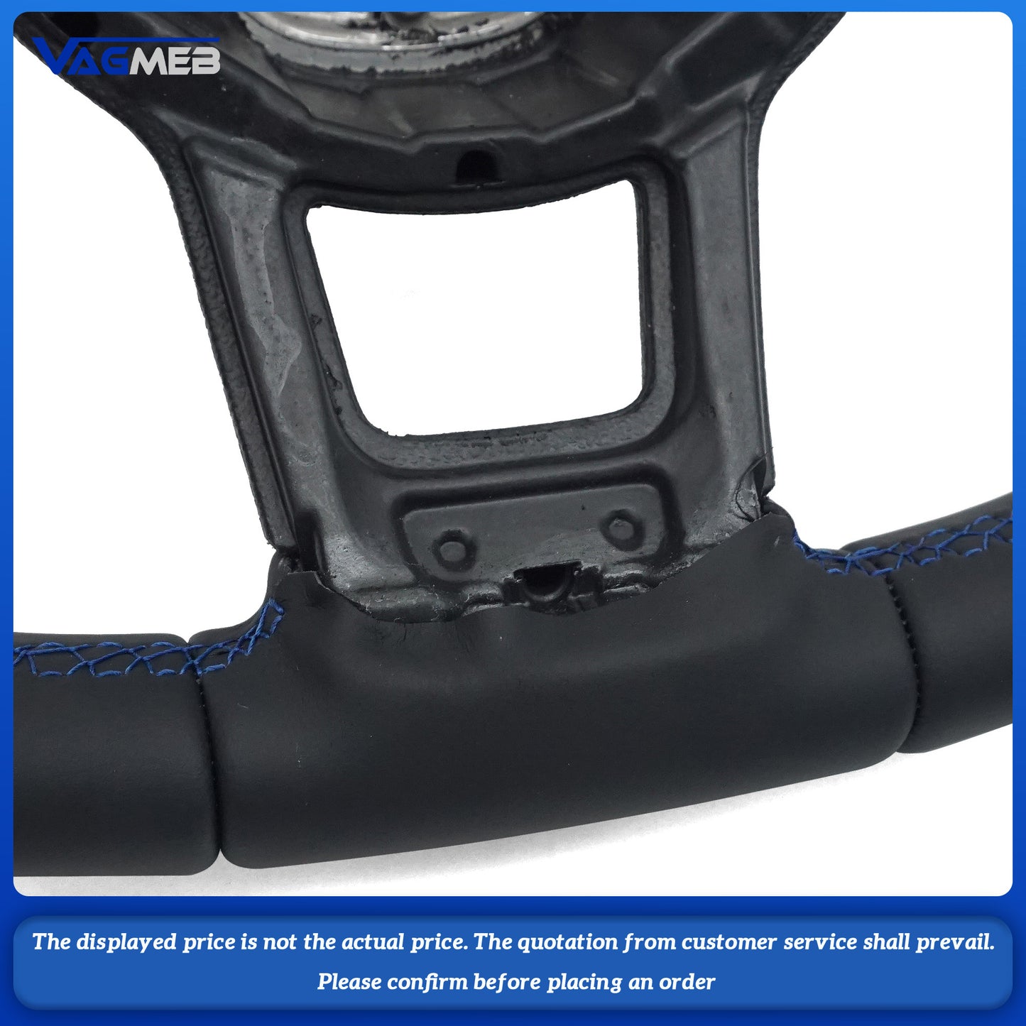 Steering Wheel is suitable For VW Golf 7 MK7 GTI Rline GTE, made of genuine leather with steering wheel frame blue line