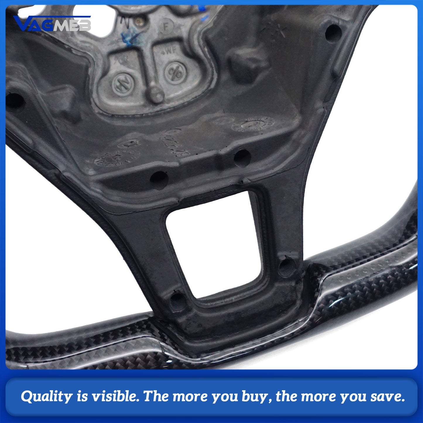 For VW Golf MK7 MK7.5 carbon fiber perforated steering wheel with blue return and blue stitching