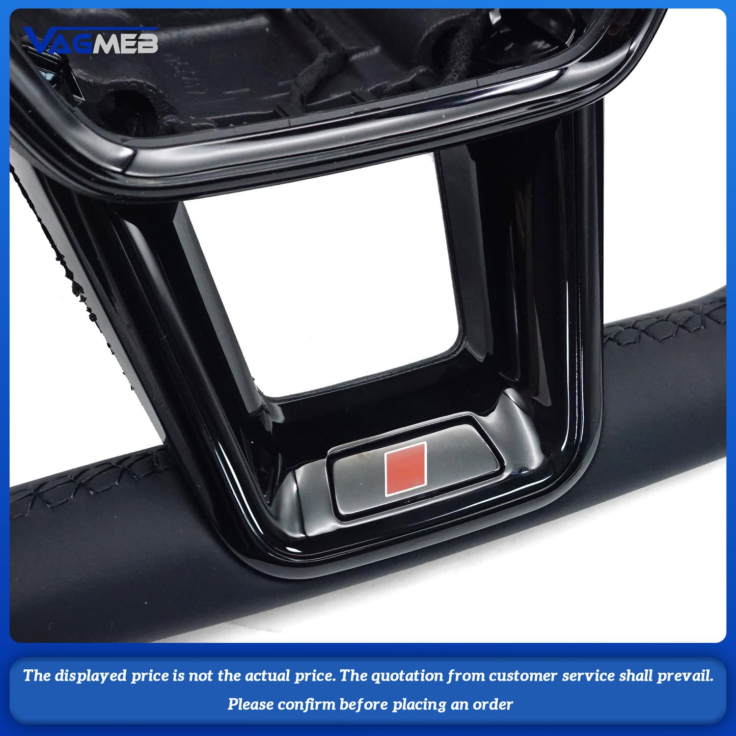 For Audi A6 C8 painted black heated steering wheel with white stitching sports flat bottomed steering wheel, Car Accessories