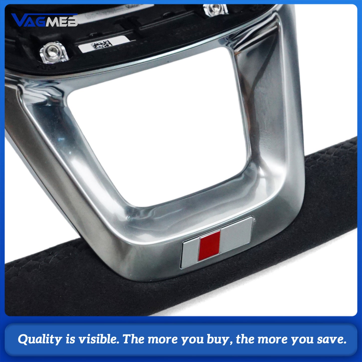 For Audi Q5 FY Full Alcantara Suede Steering Wheel, Black Stitching, S Logo, Heated Function, Paddle Shifters & Multi-Function Buttons