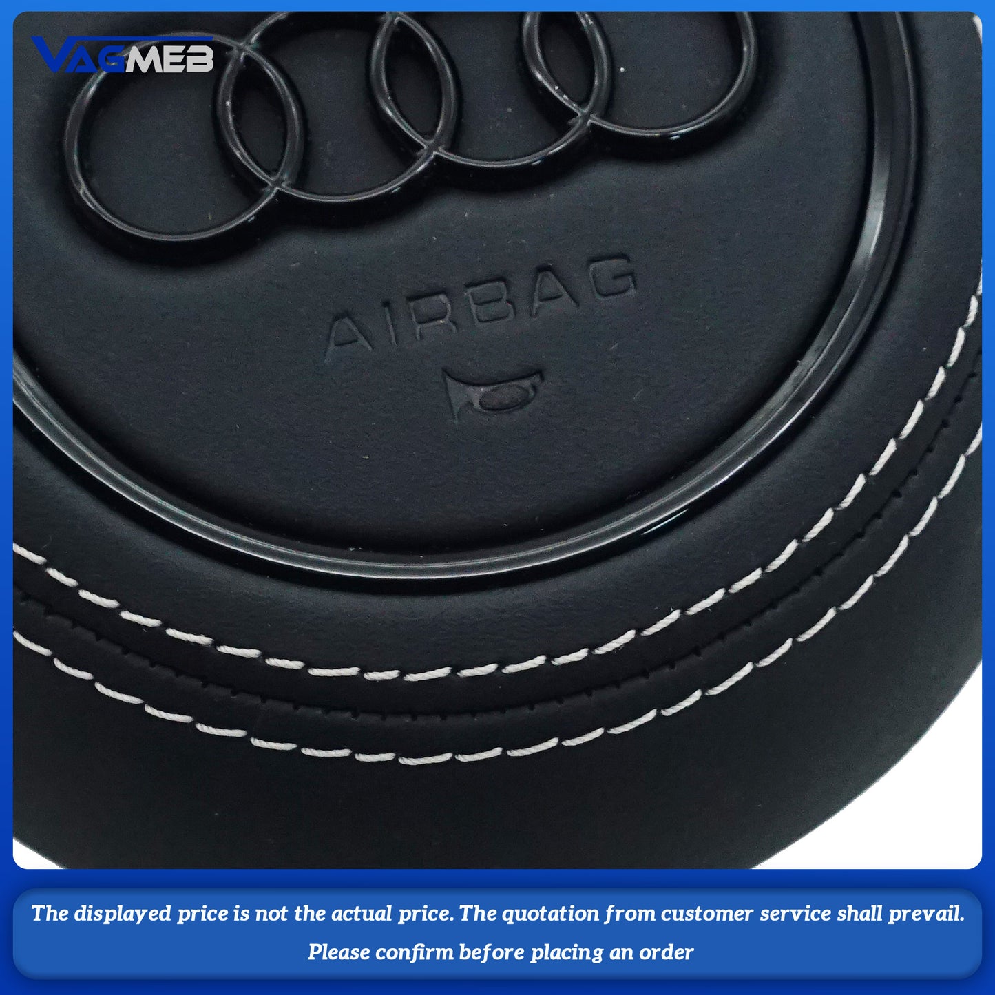 Steering wheel airbag cover multifunction steering wheel For Audi A4B9 Dermal white thread