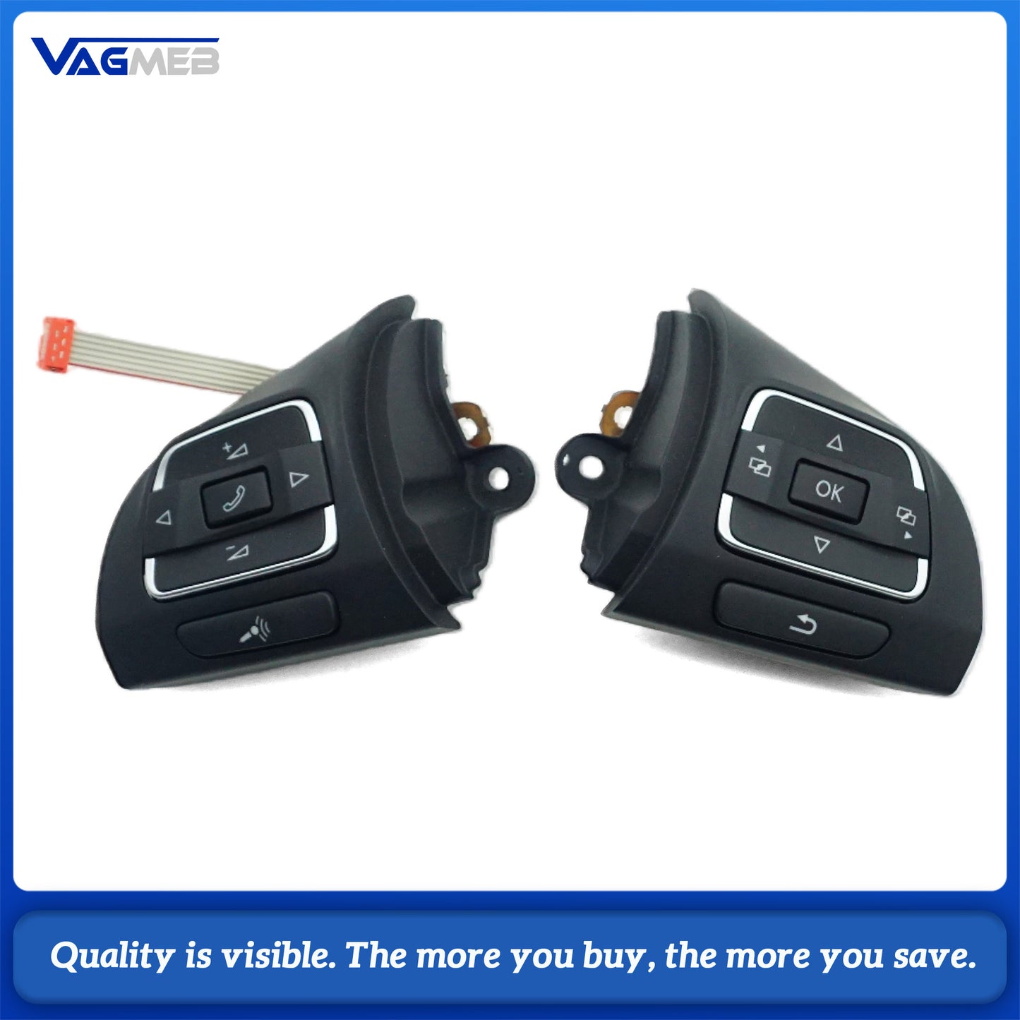 Auto Multifunction Steering Wheel Audio Control Combination Control Switch chrome silver steering wheel decorative frame steering wheel paddle shifter For VW  Golf 6 MK6 Car Accessories
