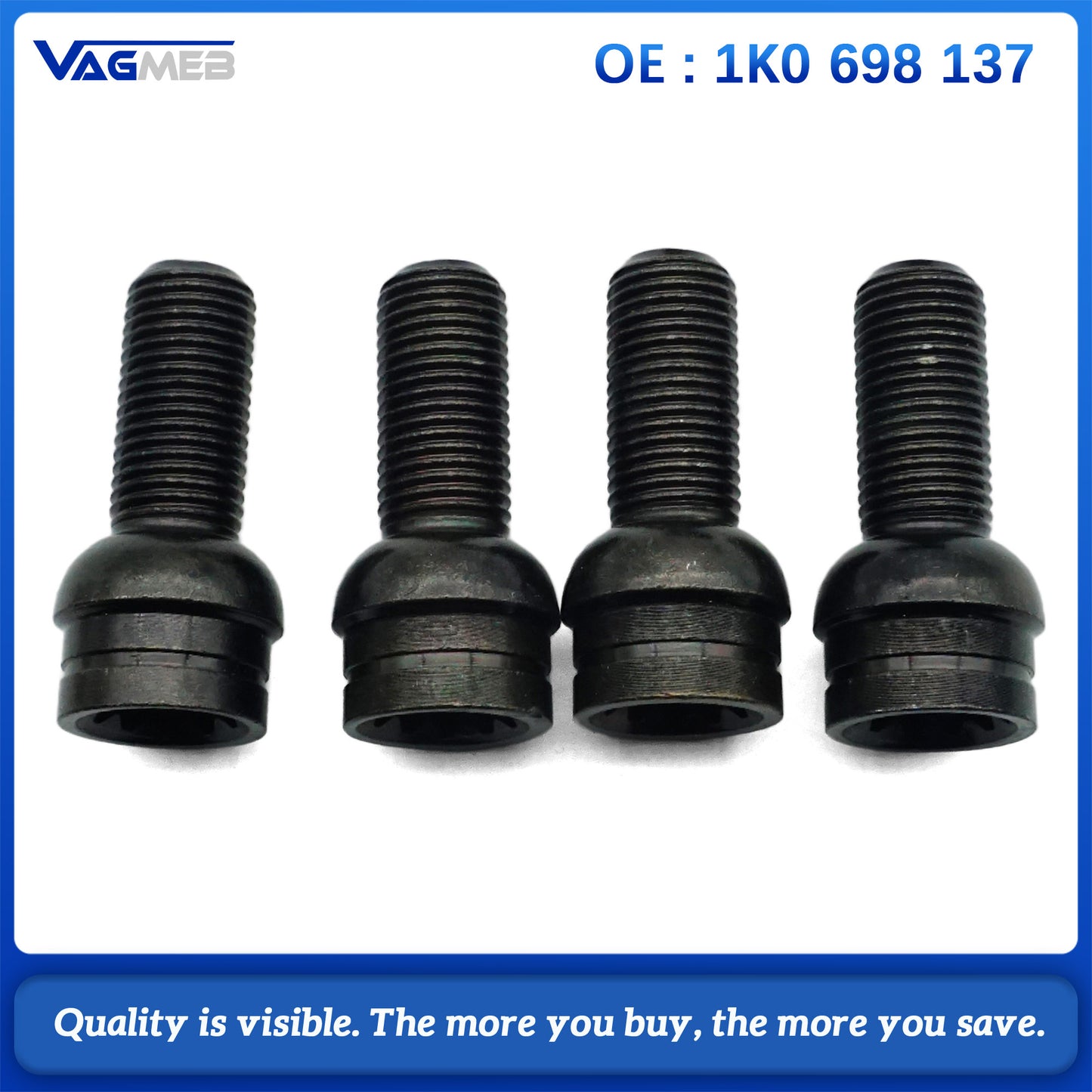 Black Steel Wheel Bolt & Lock Lug Nut Set With Key For Golf Bora Car Accessories 1K0 698 137