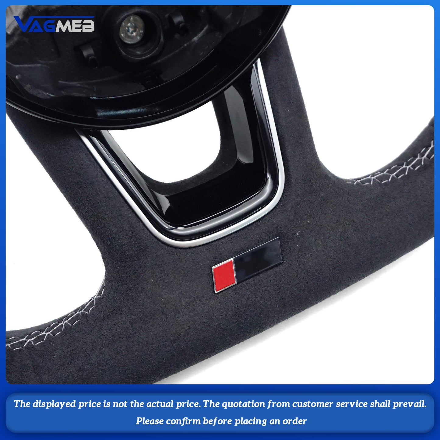 For Audi A4B9 Fully Perforated Semi-Perforated Genuine Leather Suede Flats Steering Wheel