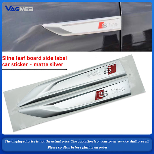 For Audi Sline Logo A3 A4 B8 8P 8V A6 C7 A5 Q5 B7 B6 B9 A7 SLINE Q3 Q7 Car Logo Fender Leaf Plate Side Label Decorative Sticker