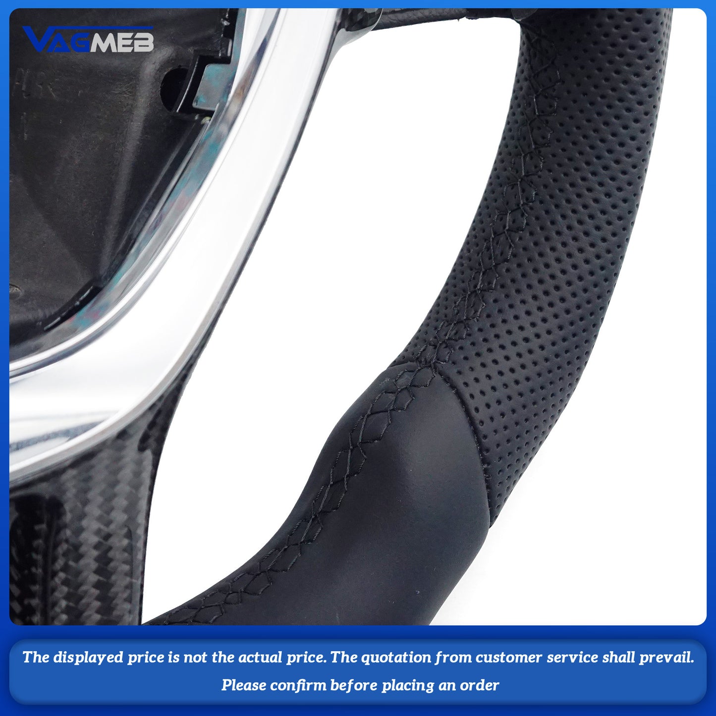 Multi Functional Semi Perforated Leather Carbon Fiber flat bottomed customized steering wheel,For VW GOLF MK7