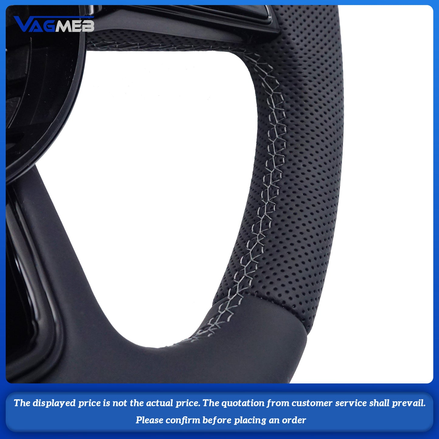For Audi S Logo A4 B9 leather Full punch half punch Multi-color stitching various styles of paddles steering wheel