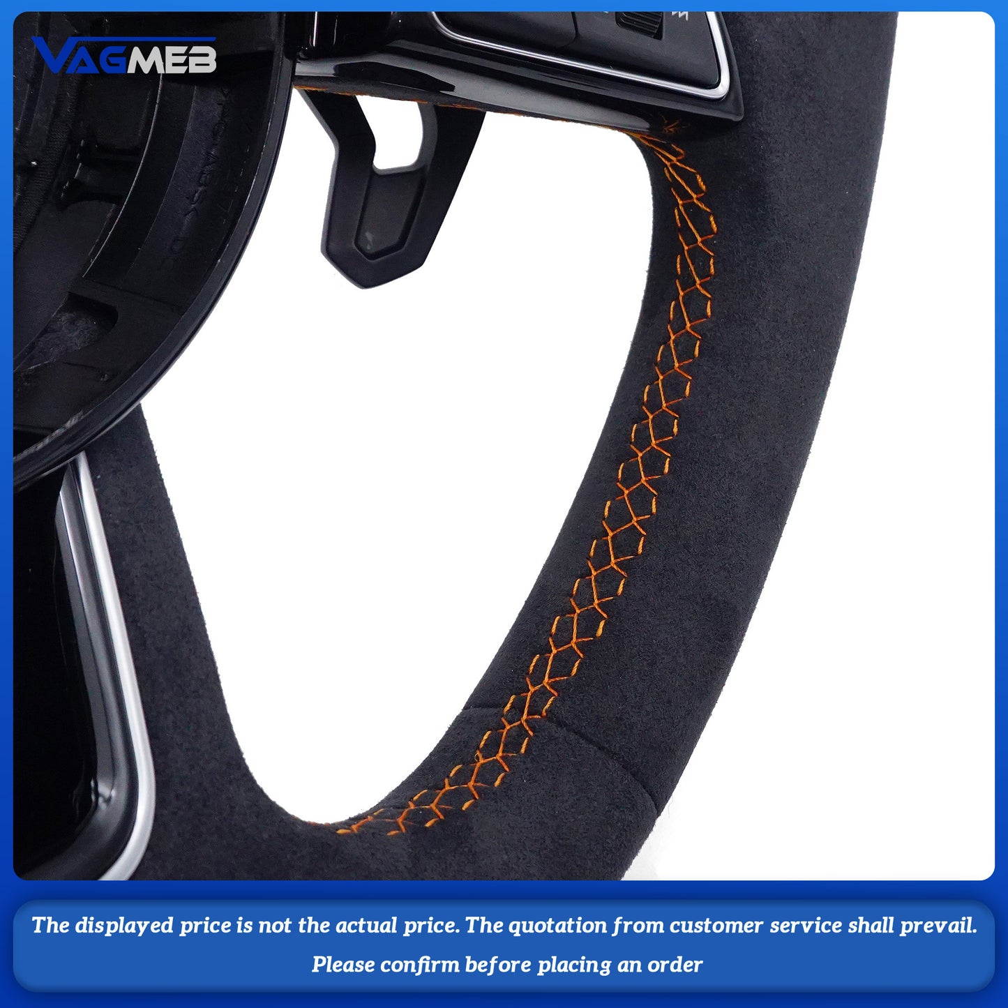 For Audi A3 A4 A5 S3 S4 S5 B9 Orange line with an orange arrow pointing forward Steering Wheel With Key Button Frame Assembly
