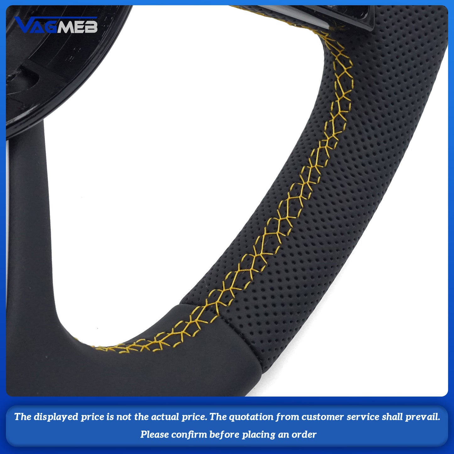 For Audi S logo A4 B9 yellow line steering wheel