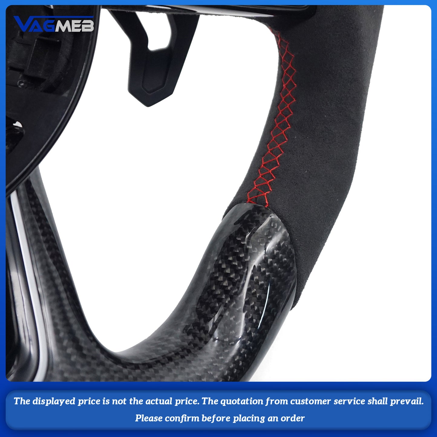 For Audi S LOGO A3 carbon fiber LED semi-suede red red steering wheel with key paddles