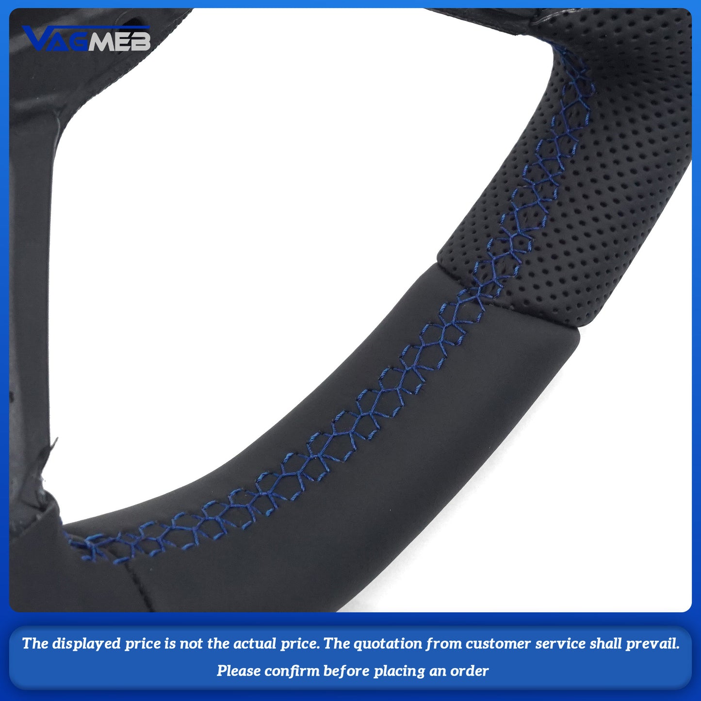 Steering Wheel is suitable For VW Golf 7 MK7 GTI Rline GTE, made of genuine leather with steering wheel frame blue line
