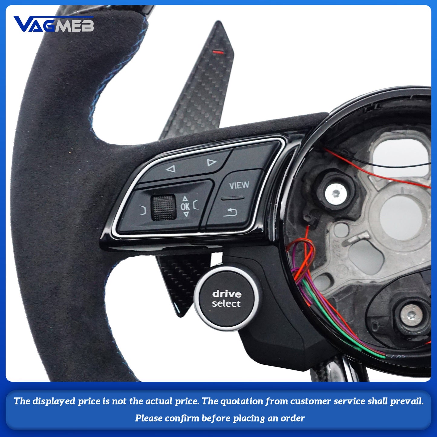 Carbon Fiber Customized LED Steering Wheel For Audi RS LOGO A4B9