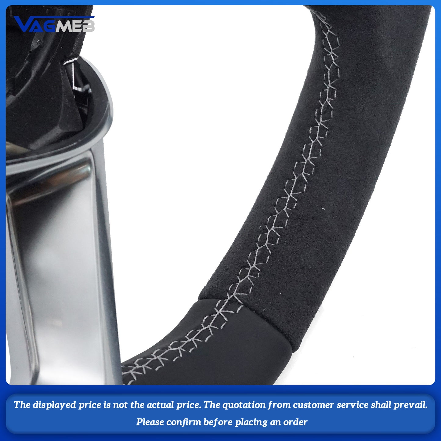 For Audi Q5 FY  Alcantara white stitched flat bottomed sports steering wheel