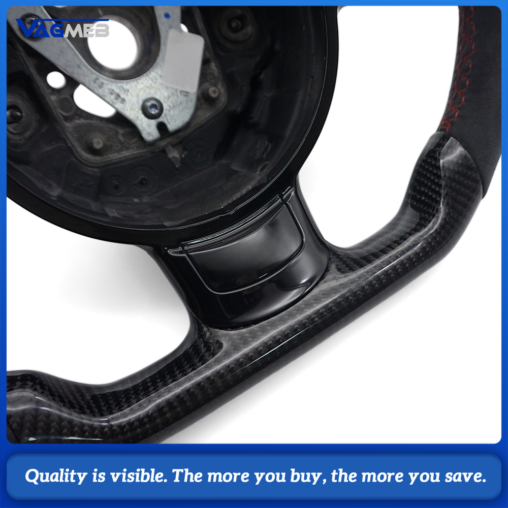 Car Carbon Fiber Half Suede Steering Wheel Red Stitching Red Center Marker Racing Steering Wheel For Old Audi R8