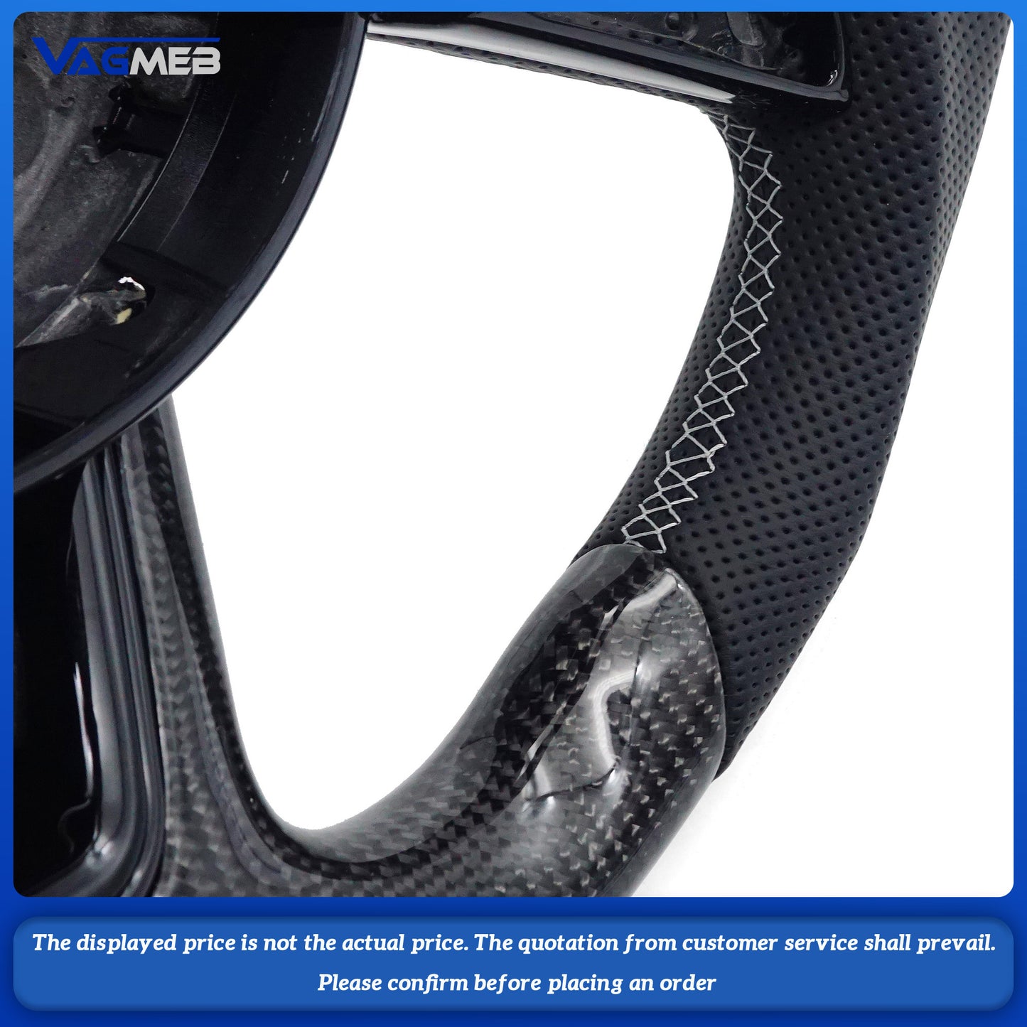 Leather perforated carbon fiber sports Light gray line Light gray backstroke mark steering wheel for Audi RS3 RS4 RS5 A3 A4 B9 A5 S3 S4 S5