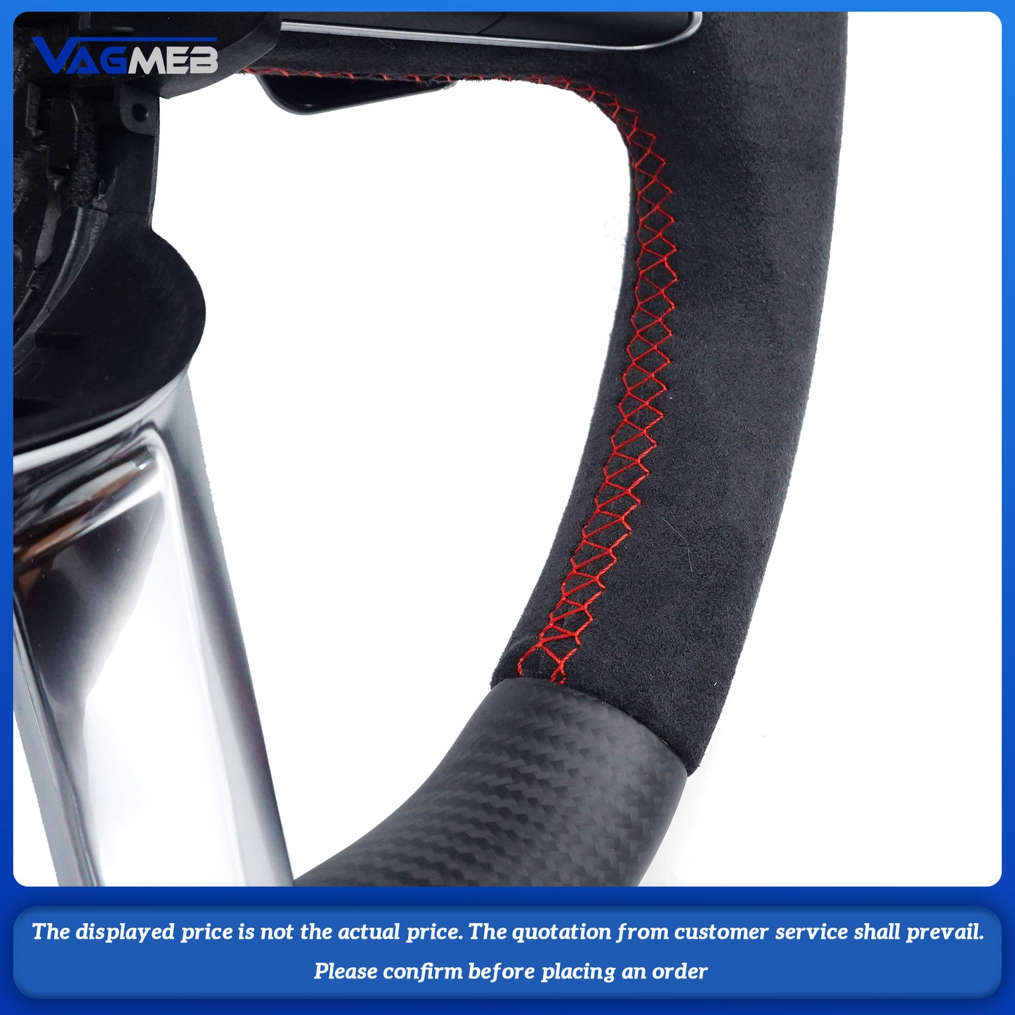 Matte carbon fiber red stitching sports flat bottomed steering wheel with heating belt paddles For Audi Q5 FY