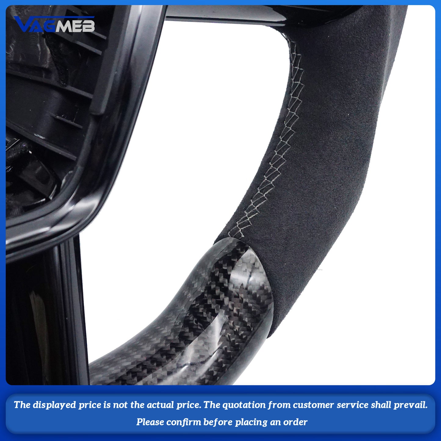 Carbon fiber Alcantara Gray line stitching multifunctional sports steering wheel with heating for Audi A6 C8, Car Accessories