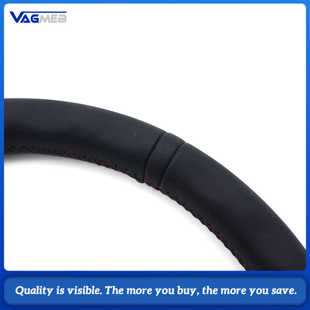 Contoured Style Steering Wheel Base Half Perforated Leather Red Stitching Black Center Marker Replacement For Audi A4 B8