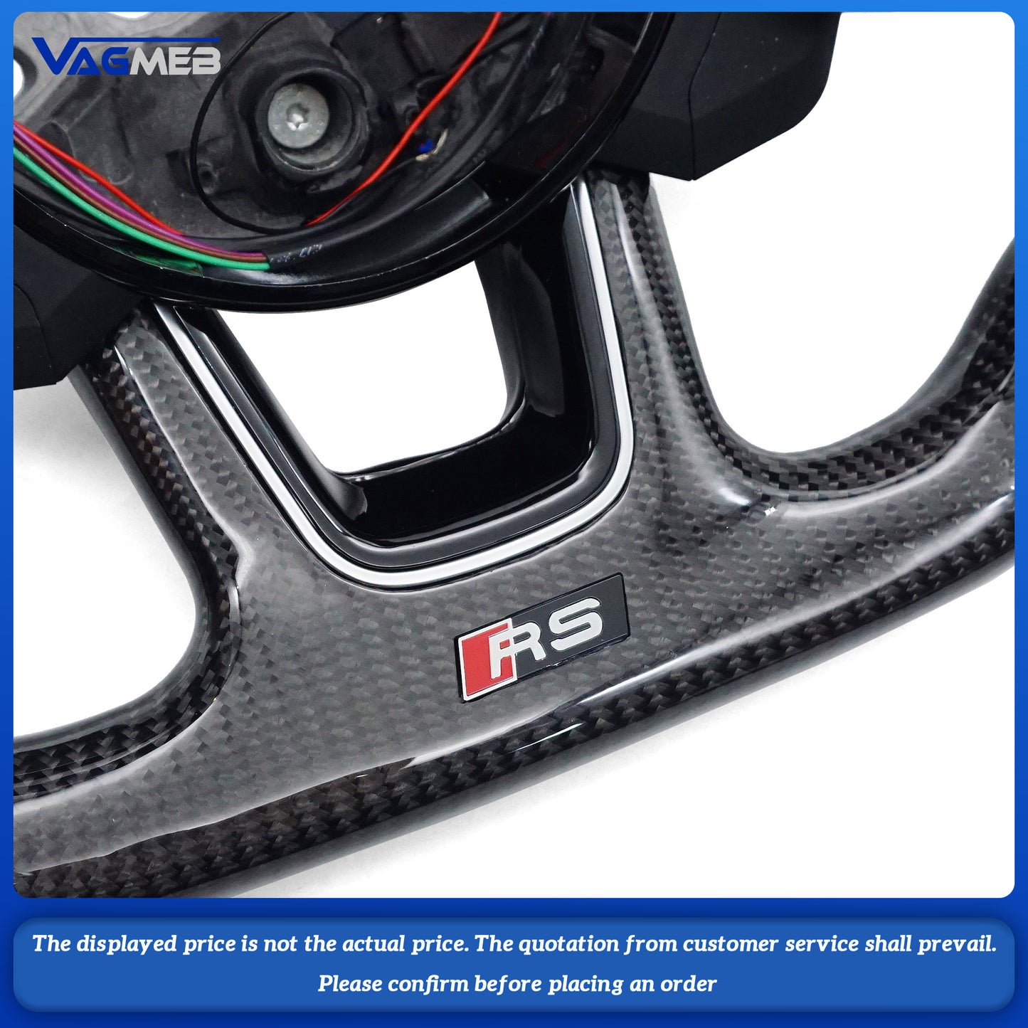 Carbon Fiber Customized LED Steering Wheel For Audi RS LOGO A4B9