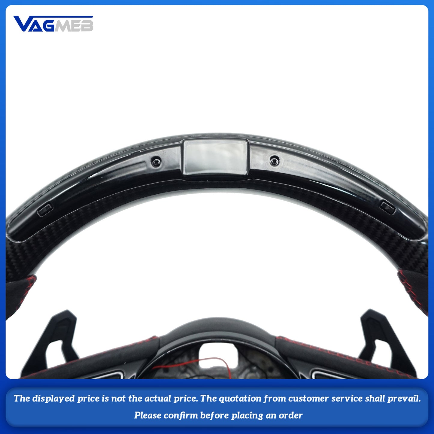 For Audi S LOGO A3 carbon fiber LED semi-suede red red steering wheel with key paddles