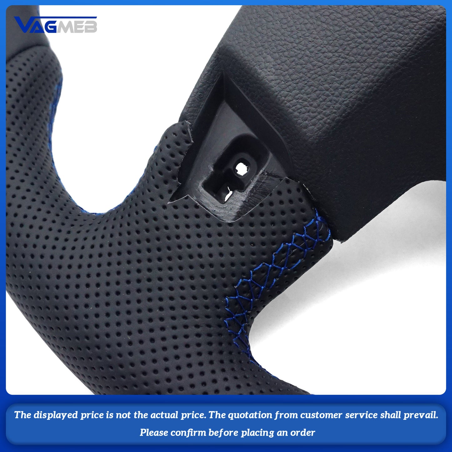Blue Stitching Strip Perforated Leather Flat Bottomed Steering Wheel Base For VW Golf MK8 Car Assembly