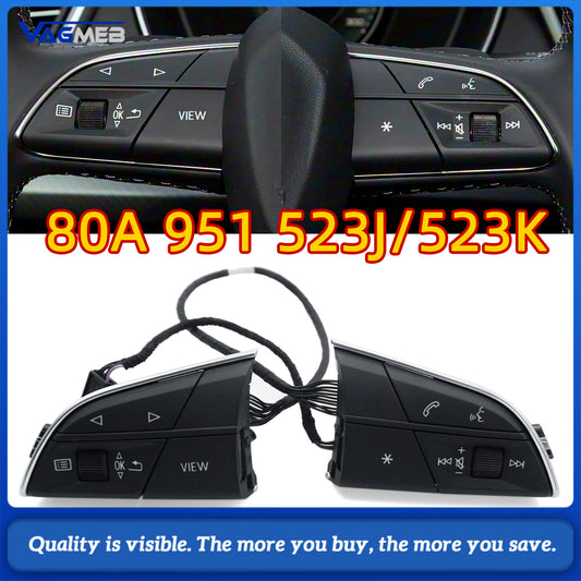 80A 951 523J523K silver, black multifunction steering wheel buttons suitable For Audi Q5 FY Q7 4M Q8
