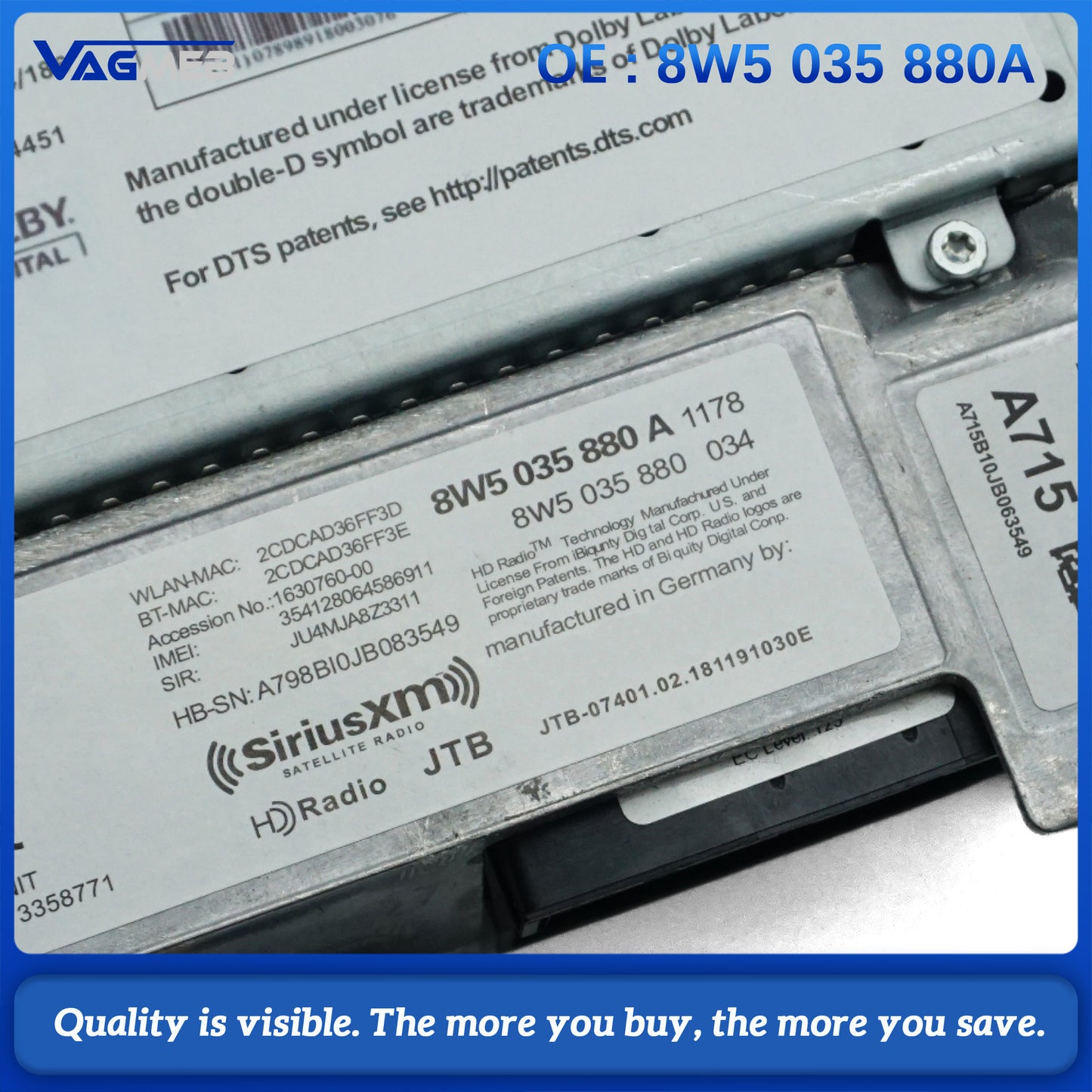 8W5 035 880A MMI Control Unit for Audi A4 B9 A5 F5 Q5 FY 2016-2020