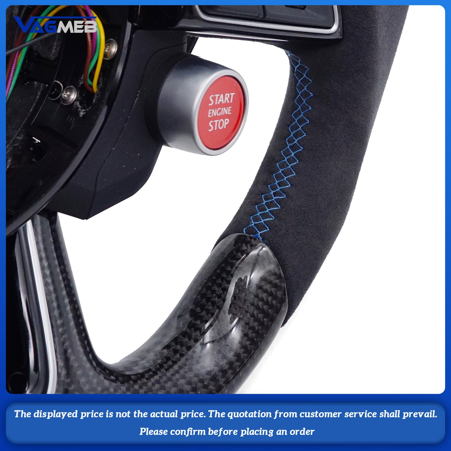 Carbon Fiber Customized LED Steering Wheel For Audi RS LOGO A4B9