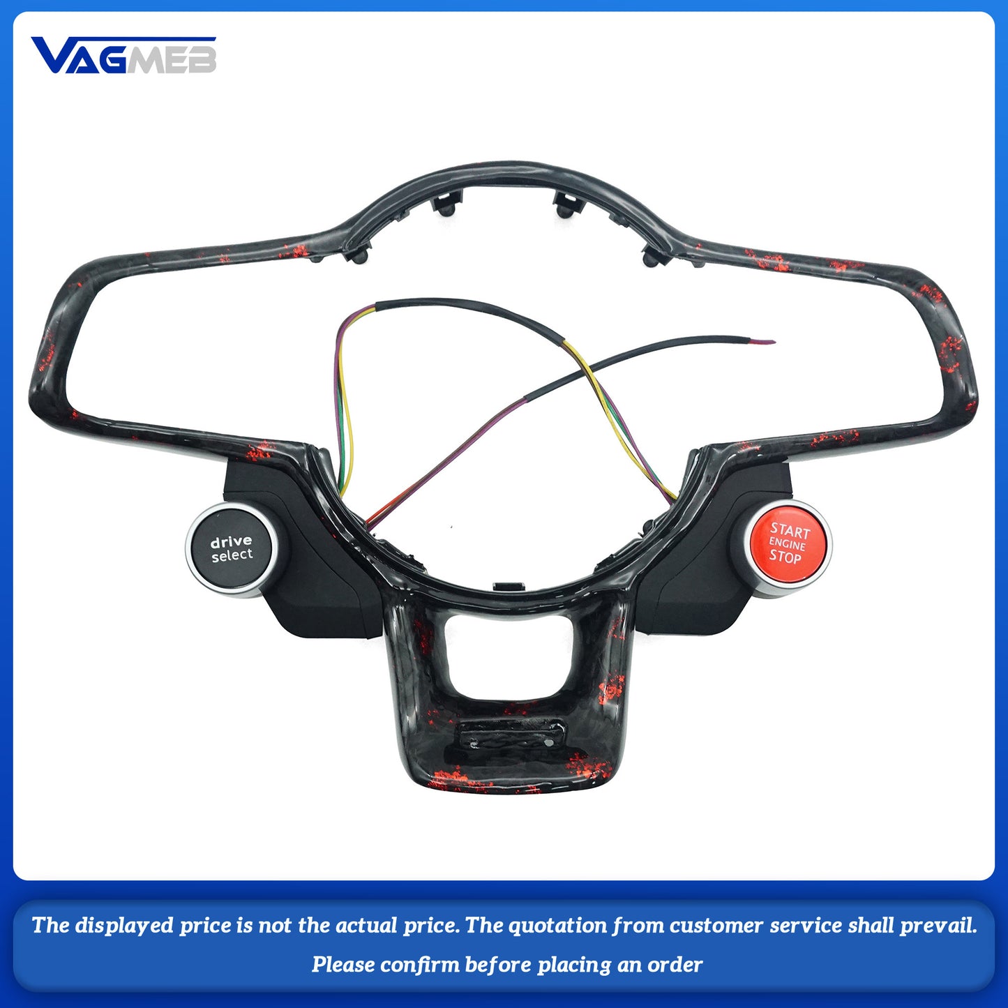 For VW Golf 7 (MK7, MK7.5) GTI R, GTD, GTE models with LED lighting, red foil carbon fiber trim, and R8 dual-spoke steering wheel