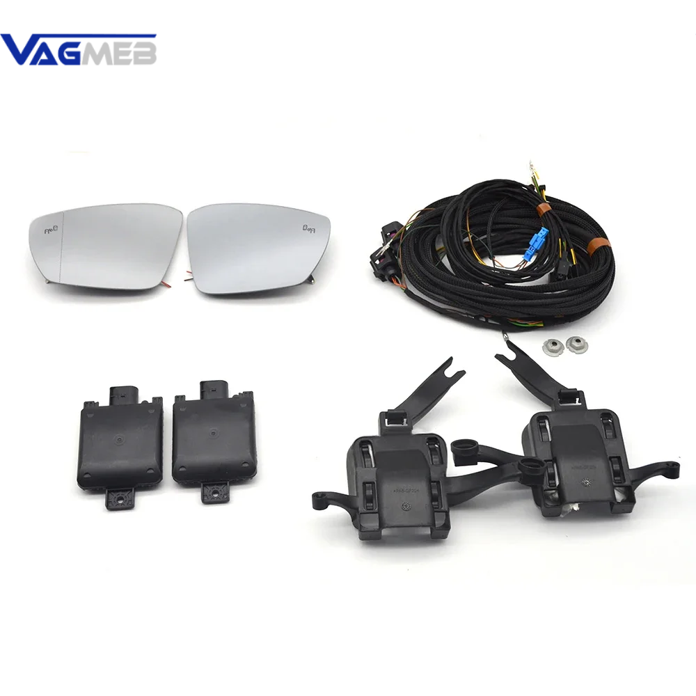 For VW Tiguan MK2 Heating Mirror Blind Spot Lane Side Change Assist Light on Mirror Kit 2QD 907 686 685 5NA 907 455 A 456 A